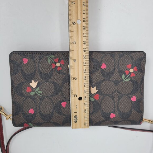 Coach Anna Foldover Clutch in Signature Canvas with Heart Petal Crossbody Bag - Picture 10 of 10